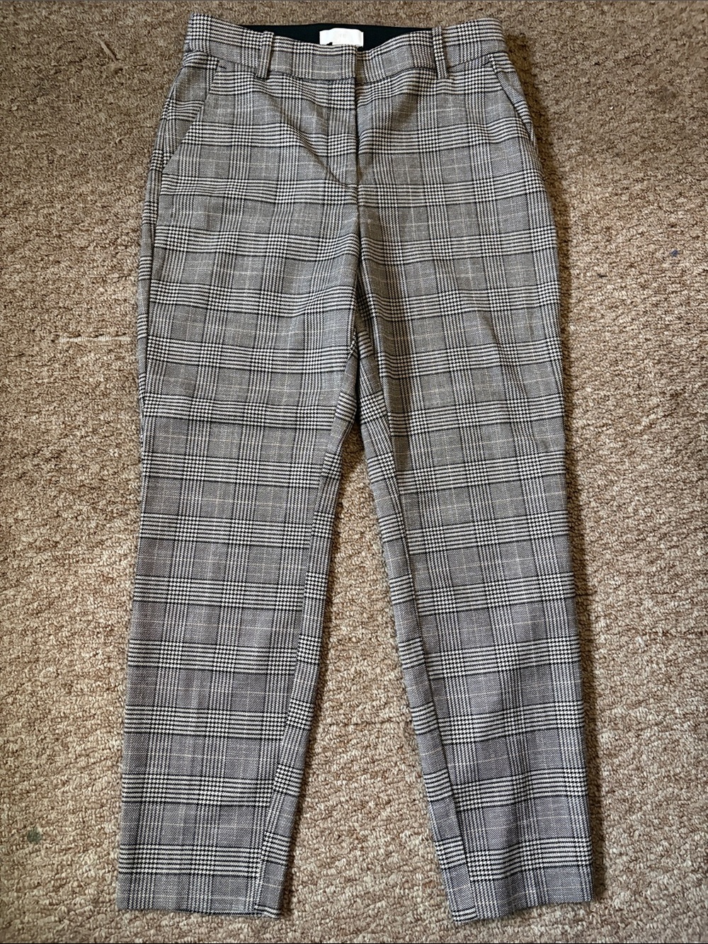 H&M Black and Gray Plaid Tapered Dress Pants